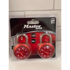 Master Lock 1530T Combination Padlock Red 2 Locks/1 Combo AntiShim‎ New Sealed